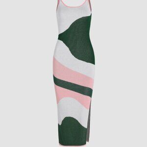 PLUS Contrasting Knit Slit Cami Dress